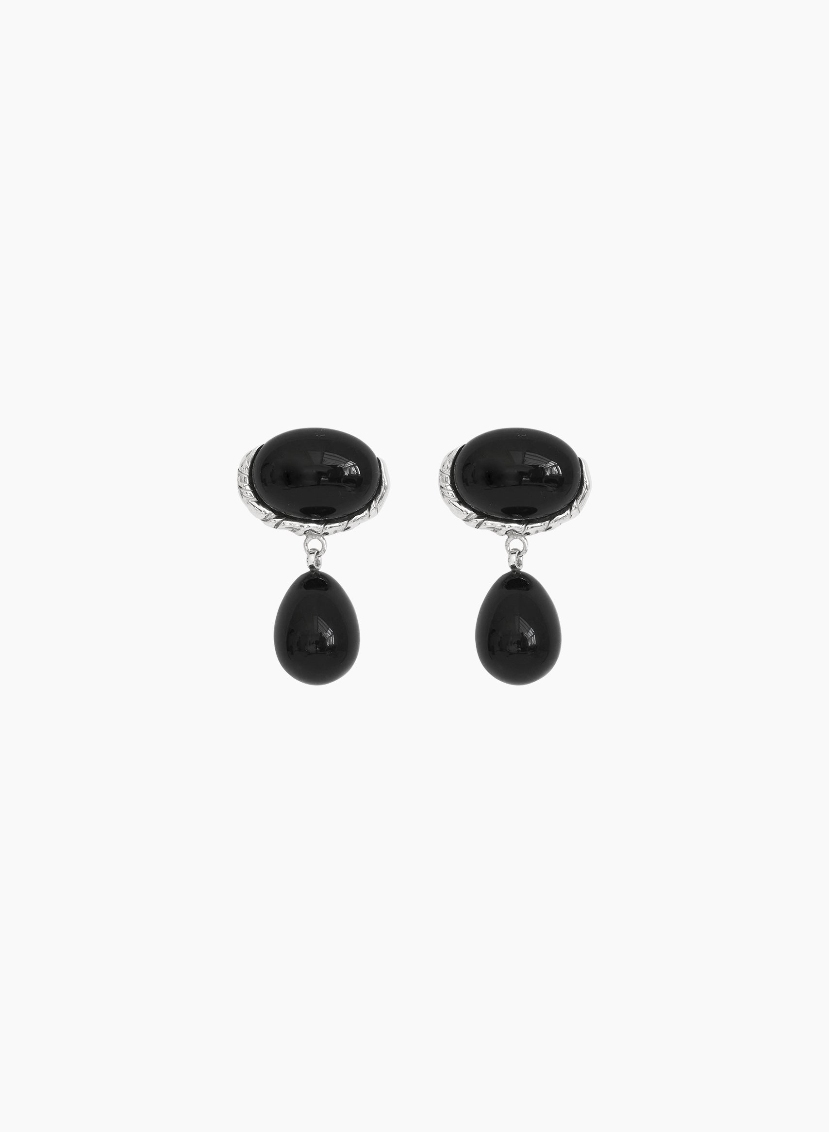 【HYERES LOR】25SS★ Subni Silver (W) Luciel Onyx Earrings renewal-and-growth-s925-